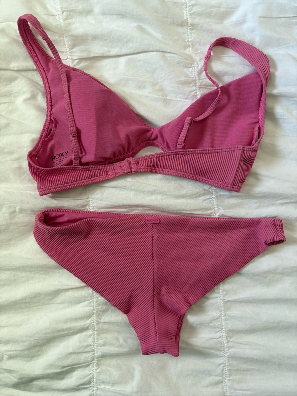 Roxy Ribbed Pink Bikini Set - Picture 2 of 3